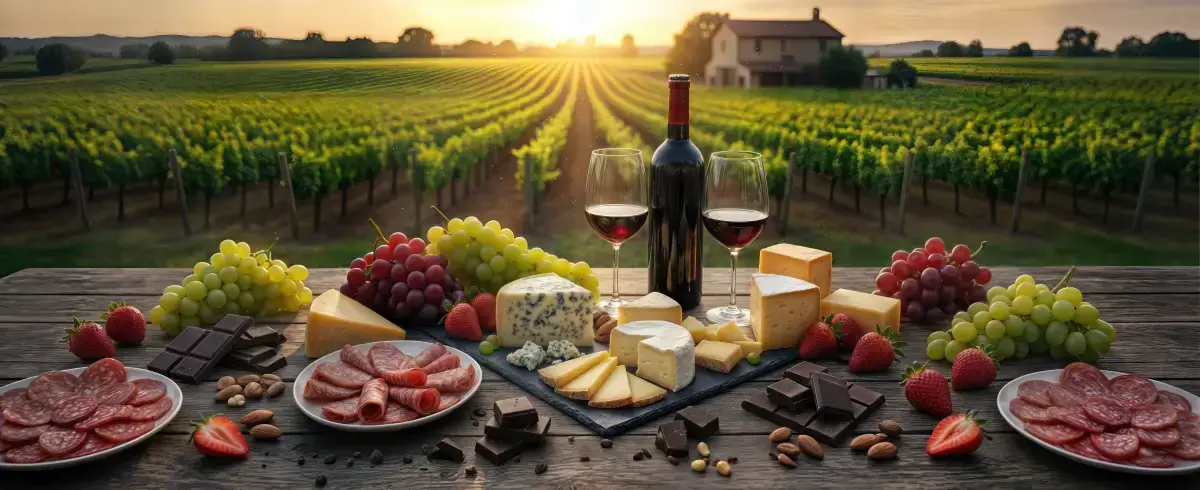 Produtos de degustação do Caminho do Vinho