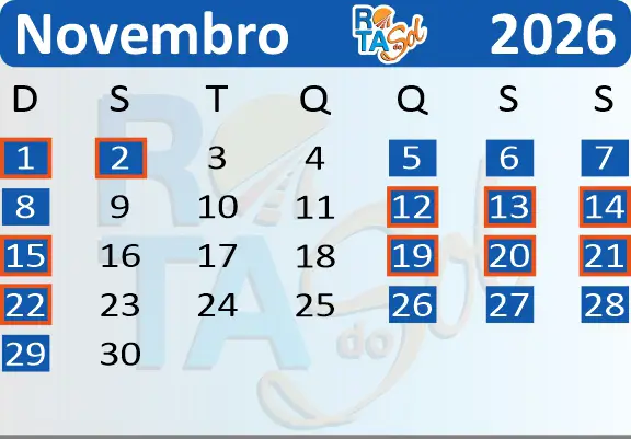 Calendário Trem Novembro 2026