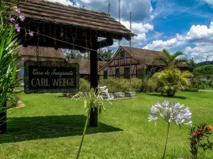 Casas com arquitetura enxaimel em Pomerode (SC).